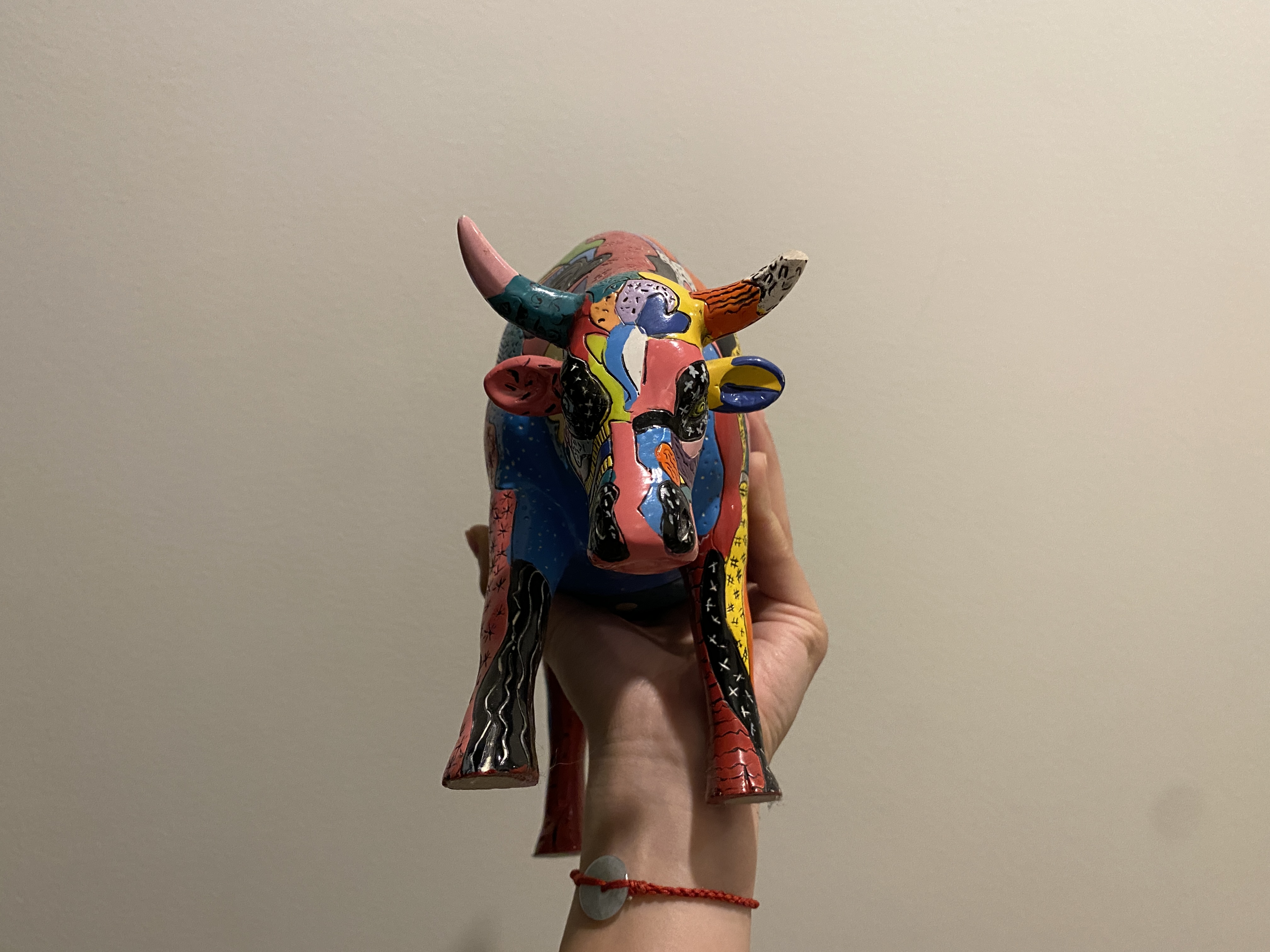 the front of a funky cow. here we see her beautiful facial features.